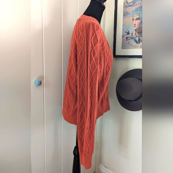 Joie Cable Knit Cardigan Preppy Academia Countryside Coastal Lagenlook Granny M - Picture 5 of 9